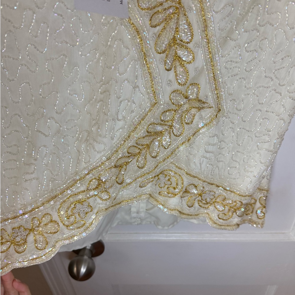New NWT Vintage Brillante White and Gold beaded blouse - Picture 4 of 6